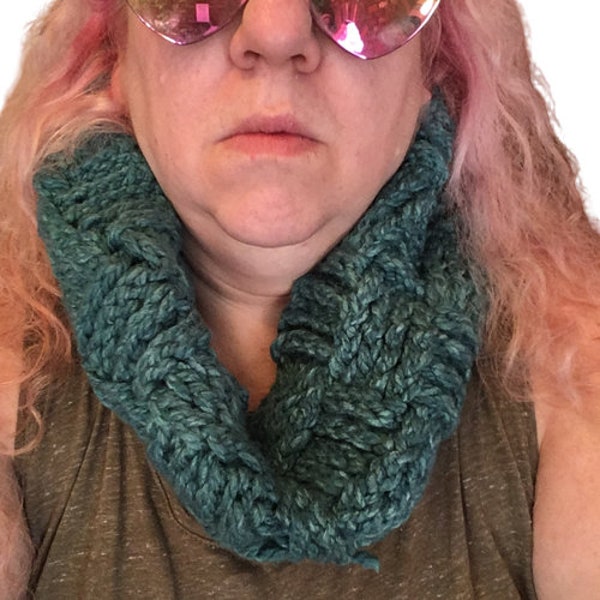Teal Chunky Basket Stitch Winter Cowl, Hand Crocheted Warmth and Style, Winter Accessories Women, Winter Cowl For Her, Christmas Gift Mom