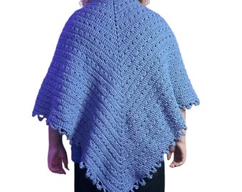 Crochet Triangle Shawl in Blue Large, Womens Shawl, Crochet Scarf For Her, Gift For Nana Grandma, Womens Accessory, Gift Mom, Christmas Gift