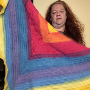 Rainbow crochet Triangle Shawl, Light Spring Summer Shawl, Triangle Shawl For Her, Crochet Shawl Rainbow, Pride Crochet Shawl, Christmas