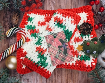 Geschirrtuch Weihnachten häkeln: Waschlappen Weihnachten