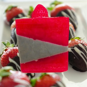 Chocolate Covered Strawberry Scented Soap Bars For Hands Body or Shower