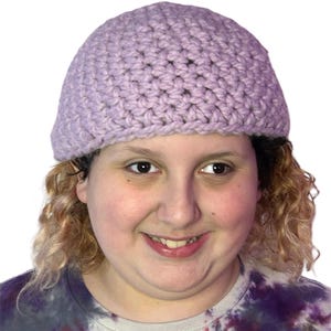 Crochet Winter Beanie Hat In Light Purple Great For Cold Weather And Makes A Great Gift