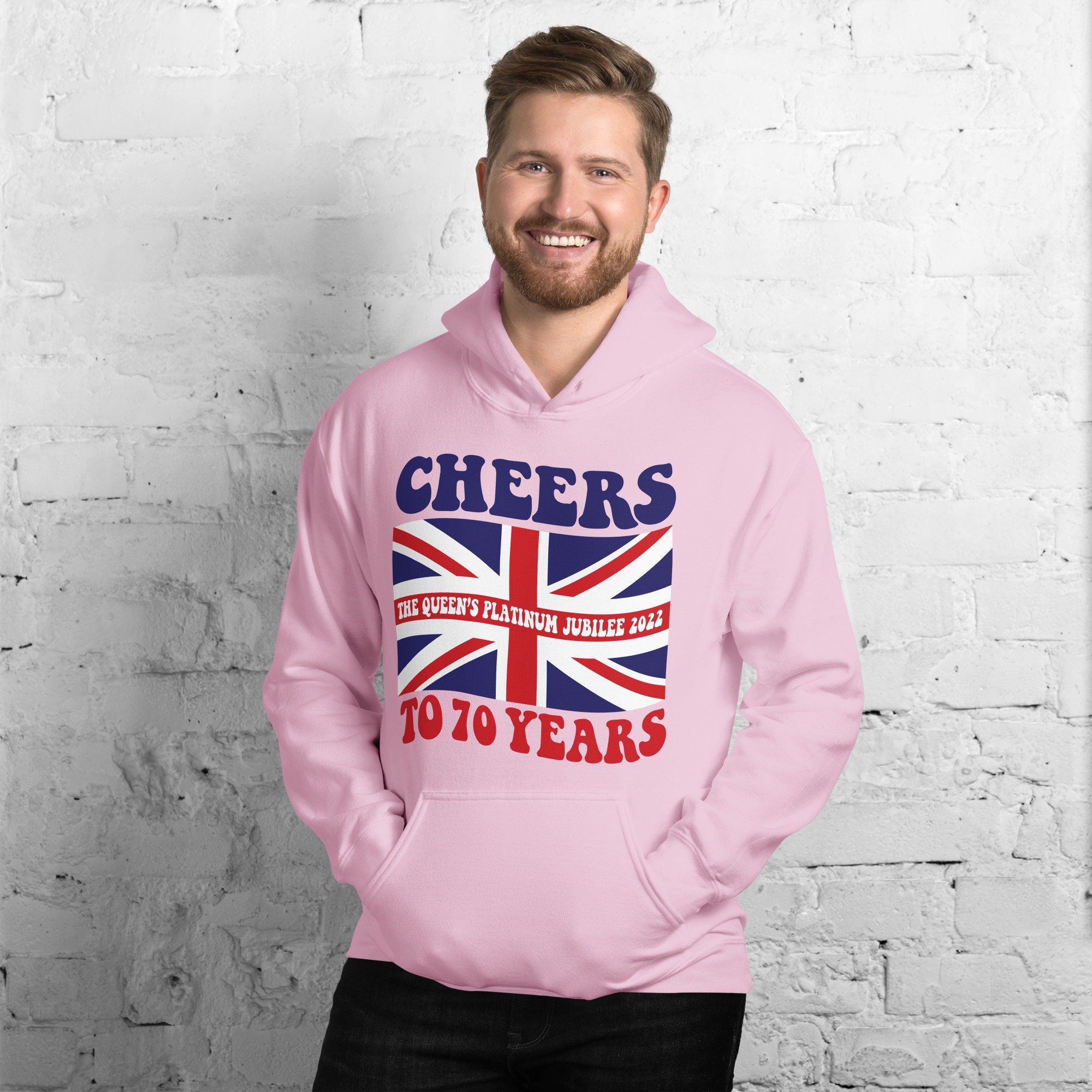 Discover Queen Elizabeth CHEERS to 70 Years Unisex Hoodie, Queen Elizabeth Hoodie, Queen Of England Hoodie, Queen Elizabeth Memorial Hoodie