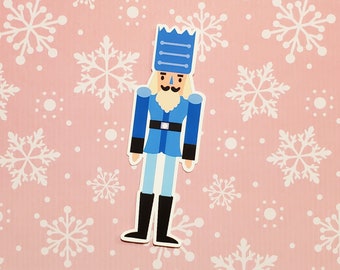 Blue Nutcracker Sticker | Christmas Sticker| Blue Weatherproof Winter Stickers Perfect For Journals, Planners, Scrapbooks, Laptop, Gifts