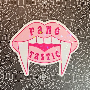 Halloween Fangtastic Pink Holographic Sticker