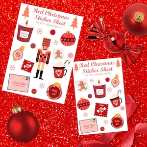 Winter Sticker Sheet | Red Christmas Sticker Sheet | Cozy Red Winter Stickers Perfect For Journals, Planners, Scrapbooks, Laptop, Gifts