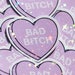 Bad Bitch Lavender Weatherproof Holographic Heart Sticker, Cute Heart Stickers, Holographic Decal, Bad Bitch Heart Stickers 