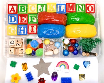 Alphabet letters play dough sensory kit playdough alphabet kit screen free activity kids summer activity kids gift toddler present kids ABC