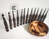 Wooden Crochet Hook Set with Multicolor Yarn Bowl: Ergonomic Knitting Tools