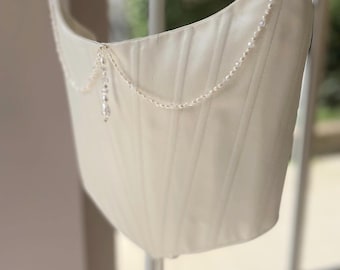 Duchess Satin Embellished Corset, Bridal, Fully Boned, Wedding Corset Bodice, Made to Measure Corsetry