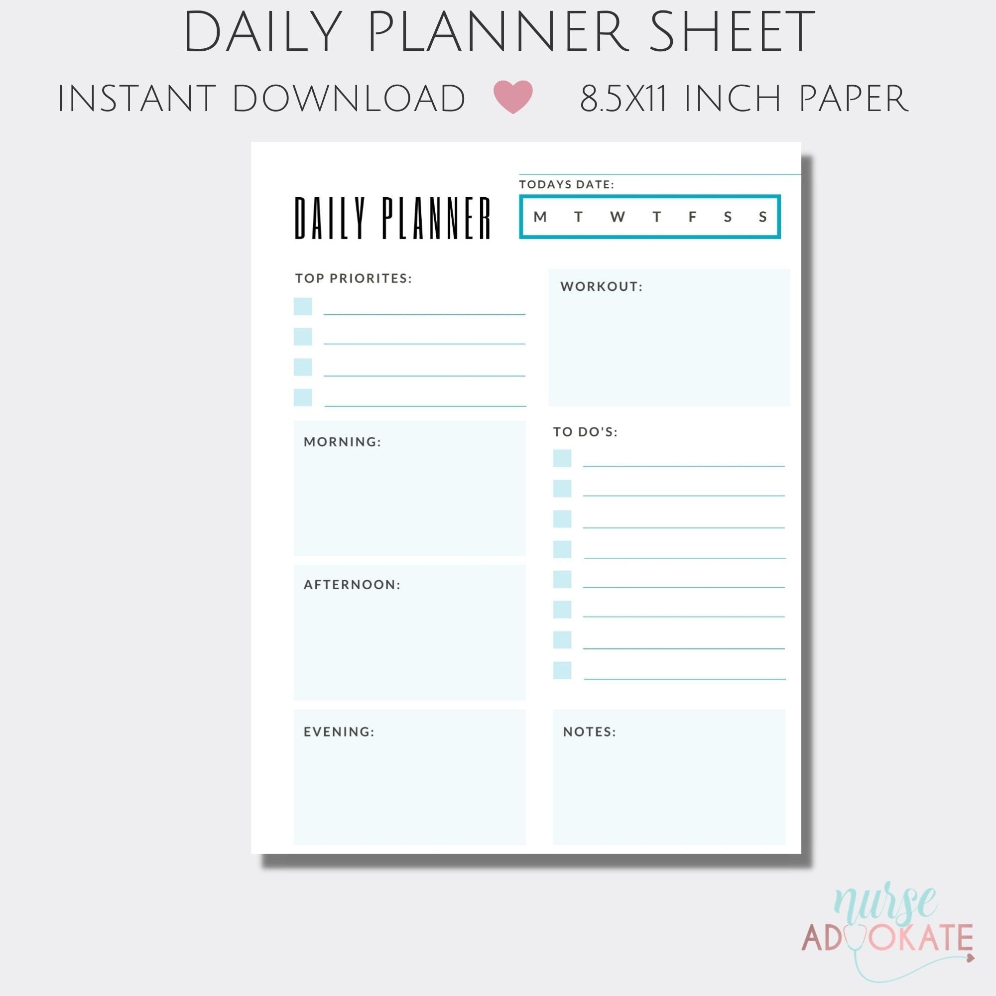 printable daily planner monday through friday includes to do etsy