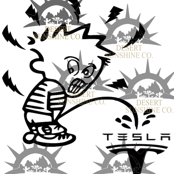 Calvin Peeing Aufkleber auf Tesla svg,png,pdf,jpg,psd datei