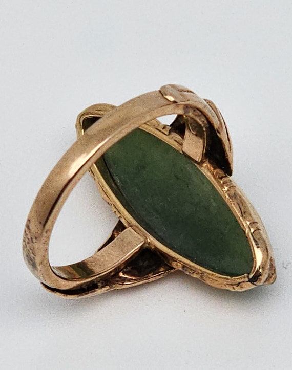 Vintage 10Kt Gold Filled C&C Green Stone Ring W/B… - image 8