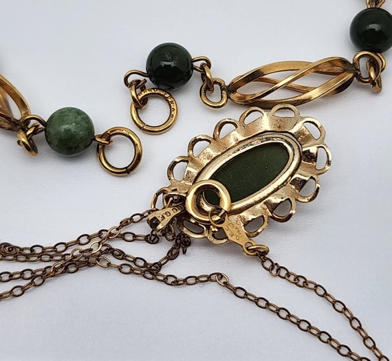 Vintage Green Stone 12-14Kt Gold Filled Jewelry L… - image 5