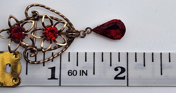 Vintage 12Kt Gold Filled Van Dell Red Stone Pin/P… - image 3