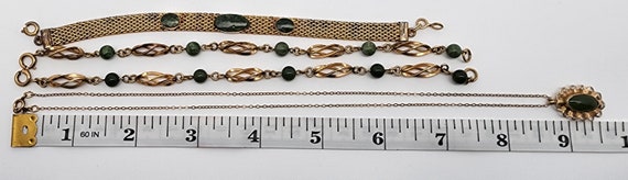 Vintage Green Stone 12-14Kt Gold Filled Jewelry L… - image 3