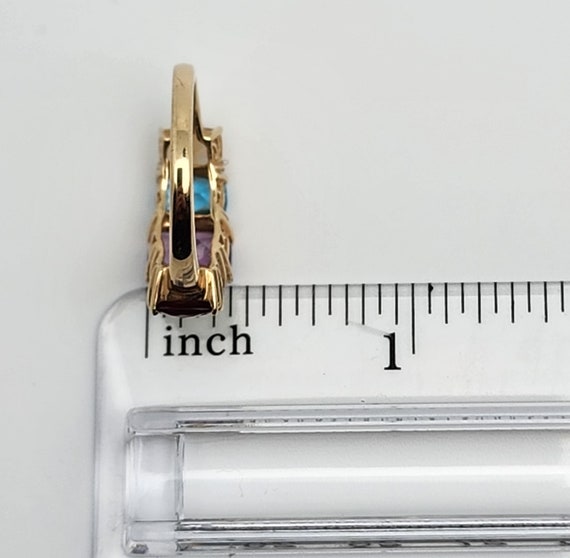 14k Gold Multicolor Cushion Gemstone Ring Size-6.5 - image 9