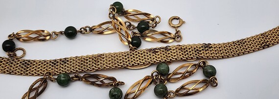 Vintage Green Stone 12-14Kt Gold Filled Jewelry L… - image 6