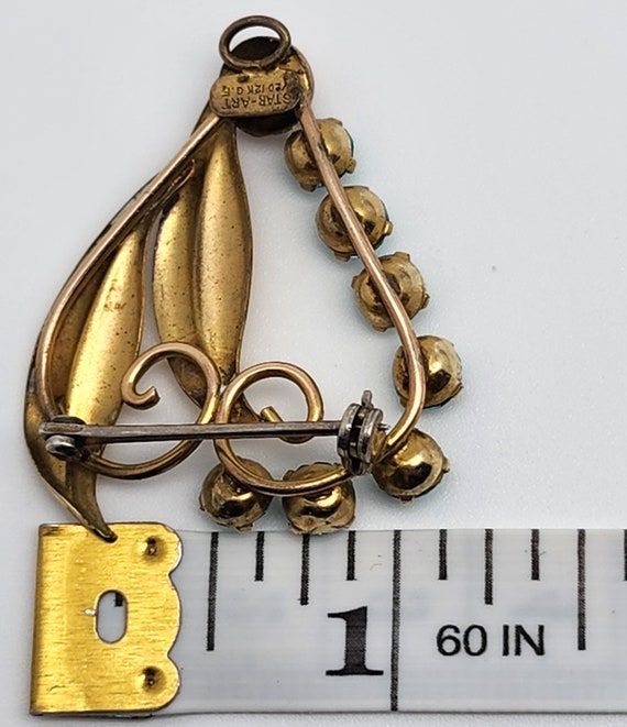 Vintage 12Kt Gold Filled Star Art Teal Stone Pin - image 6