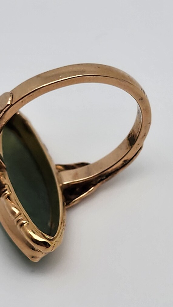 Vintage 10Kt Gold Filled C&C Green Stone Ring W/B… - image 7
