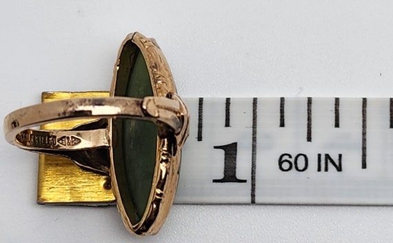 Vintage 10Kt Gold Filled C&C Green Stone Ring W/B… - image 5