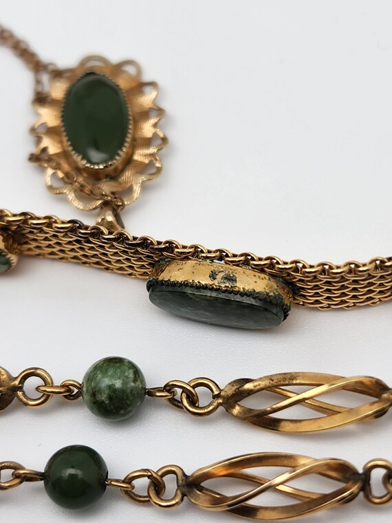 Vintage Green Stone 12-14Kt Gold Filled Jewelry L… - image 10