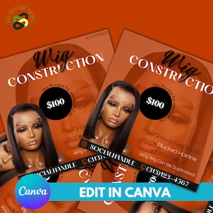 November Editable Wig Construction Social Media Flyer | Canva Template | Flyer Hair Stylist | Hair Sale Flyer Wig Flyer- INSTANT DOWNLOAD
