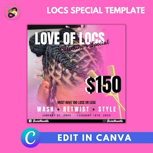 Valentines Day Locs Flyer| Pink February Flyer| Braid Prices Flyer| Braids Sale Flyer| Hair Flyer| Lashes Flyer|Instagram Post Template