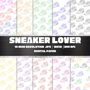 Sneaker Digital Papers | 12&quot; x 12&quot; | 300 DPI JPGs | Digital Paper | High Resolution | Sneaker Head Digital Paper | Instant Download