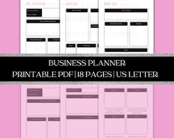 Pink Business planner |Printable small business planner | home business organizer printable | pdf us letter 8.5x11 | Pink Printable