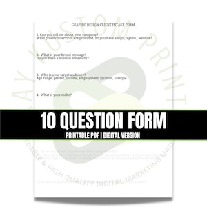 New Client Intake Form Template - For Graphic Designers- (Word, Editable, Printable)