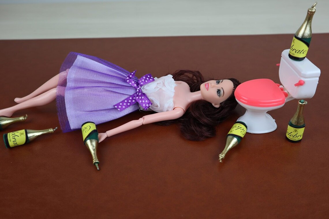 Drunk Doll Cake Topper Funny Decoration Kit aka Drunk Barbie Etsy