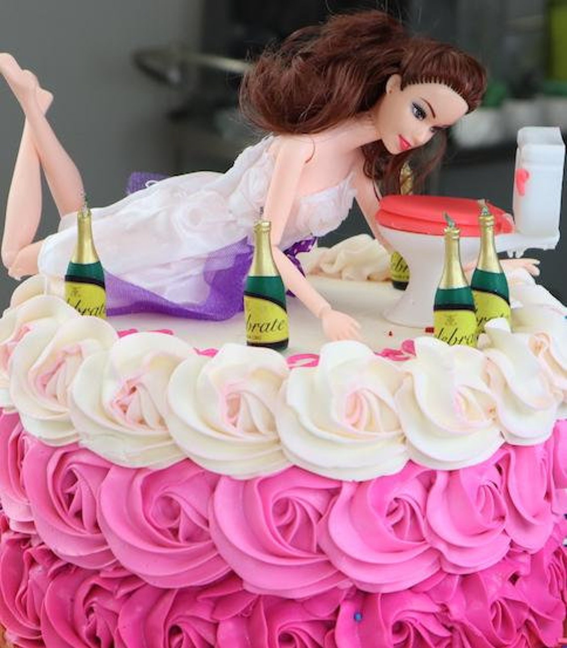 Drunk Doll Cake Topper Funny Decoration Kit aka Drunk Barbie Etsy