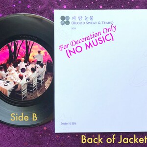 BTS "Blood Sweat & Tears" Vinyl 7" - For Decoration Only image 5