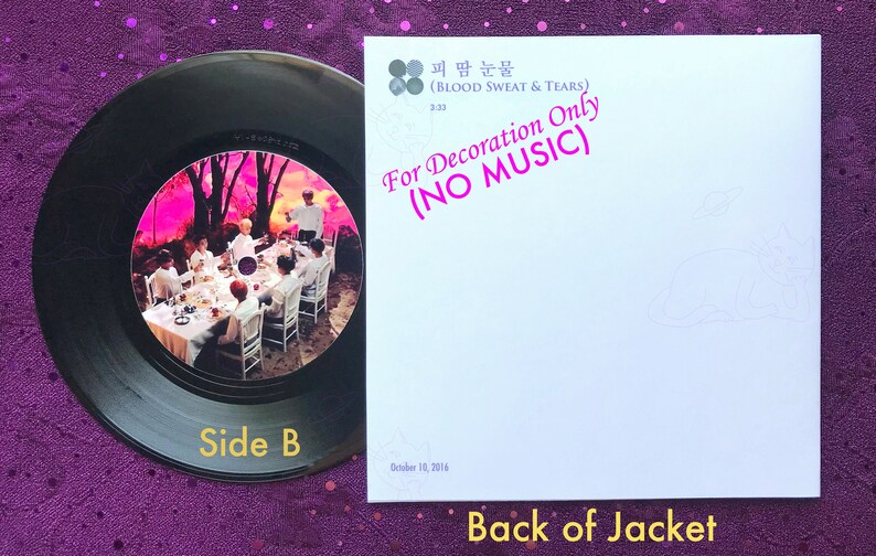 BTS "Blood Sweat & Tears" Vinyl 7" - For Decoration Only image 5