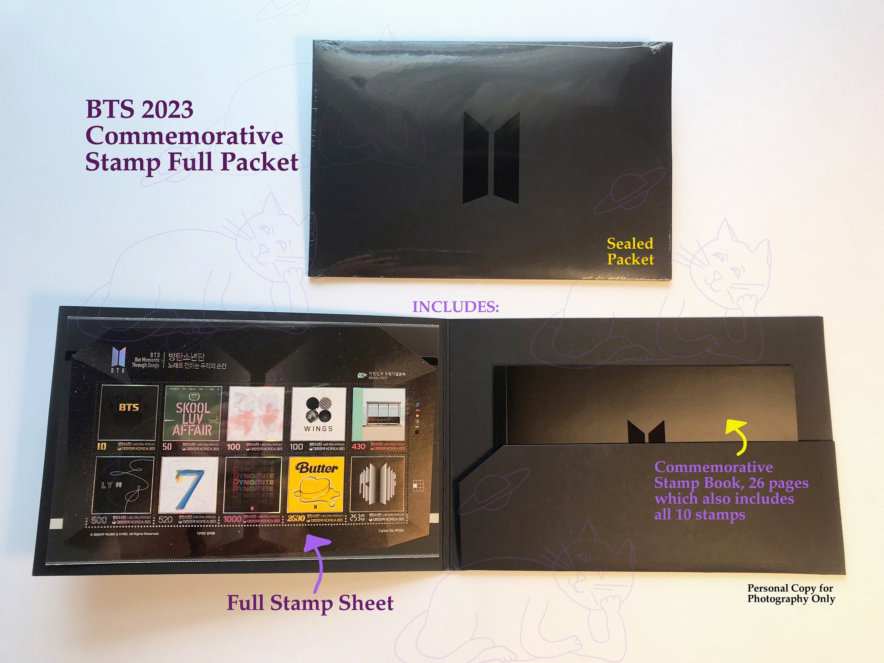 BTS 10th Anniversary Commemorative Stamp Set - Sealed Packet