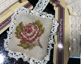 Cross stitch PATTERN "Vintage rose". PDF downloaded file. DMC colors. Victoria House Designs. Also see in store set of 3 patterns with roses