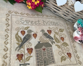 Design "Sweet home" 3-d design in the series "Story of love". Instant downloaded PDF cross stitch pattern. Size 123x111stitches, DMC colors.