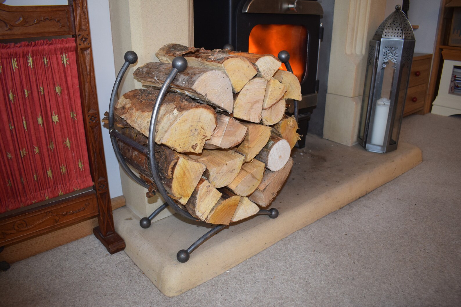 Round Log Holder Log Rack Log Basket Log Store Fireplace - Etsy UK