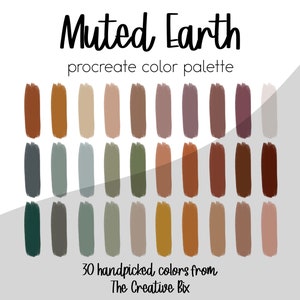 Muted Earth Tones Procreate Palette, 30 colors, Color Palette, Procreate, Instant Download, Digital Download