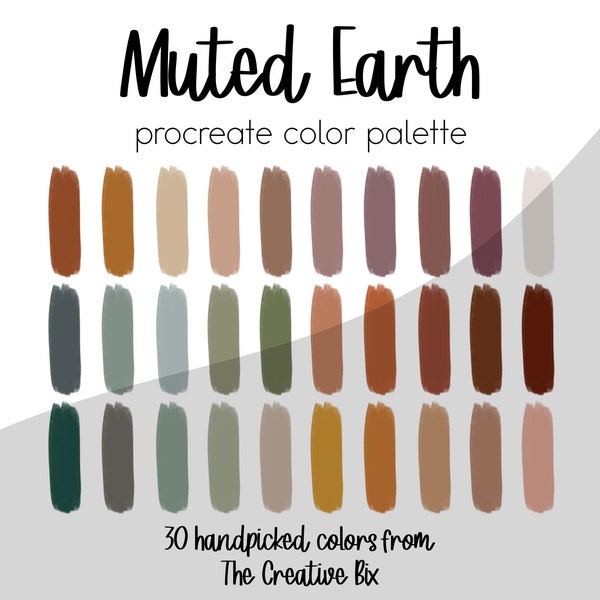 Muted Earth Tones Procreate Palette, 30 colors, Color Palette, Procreate, Instant Download, Digital Download