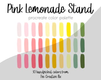 Pink Lemonade Stand Procreate Palette, 30 Summer Colors (Digital Download)