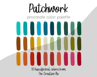 Patchwork Procreate Color Palette, 30 Pastel Rainbow Colors (Digital Download)