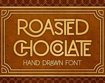 Roasted Chocolate Font, Hand Drawn Ligature Typeface (Digital Download)