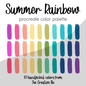 Paleta Summer Rainbow Procreate, 30 cores, paleta de cores, Procreate, download instantâneo, download digital