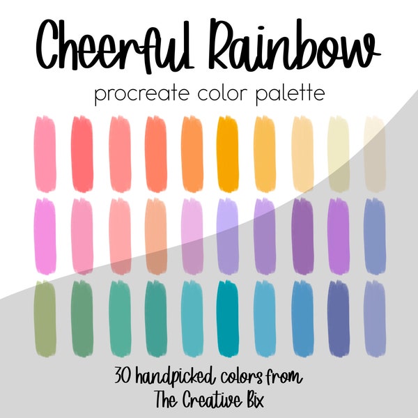 Cheerful Rainbow Procreate Palette, 30 colors, Color Palette, Procreate, Instant Download, Digital Download