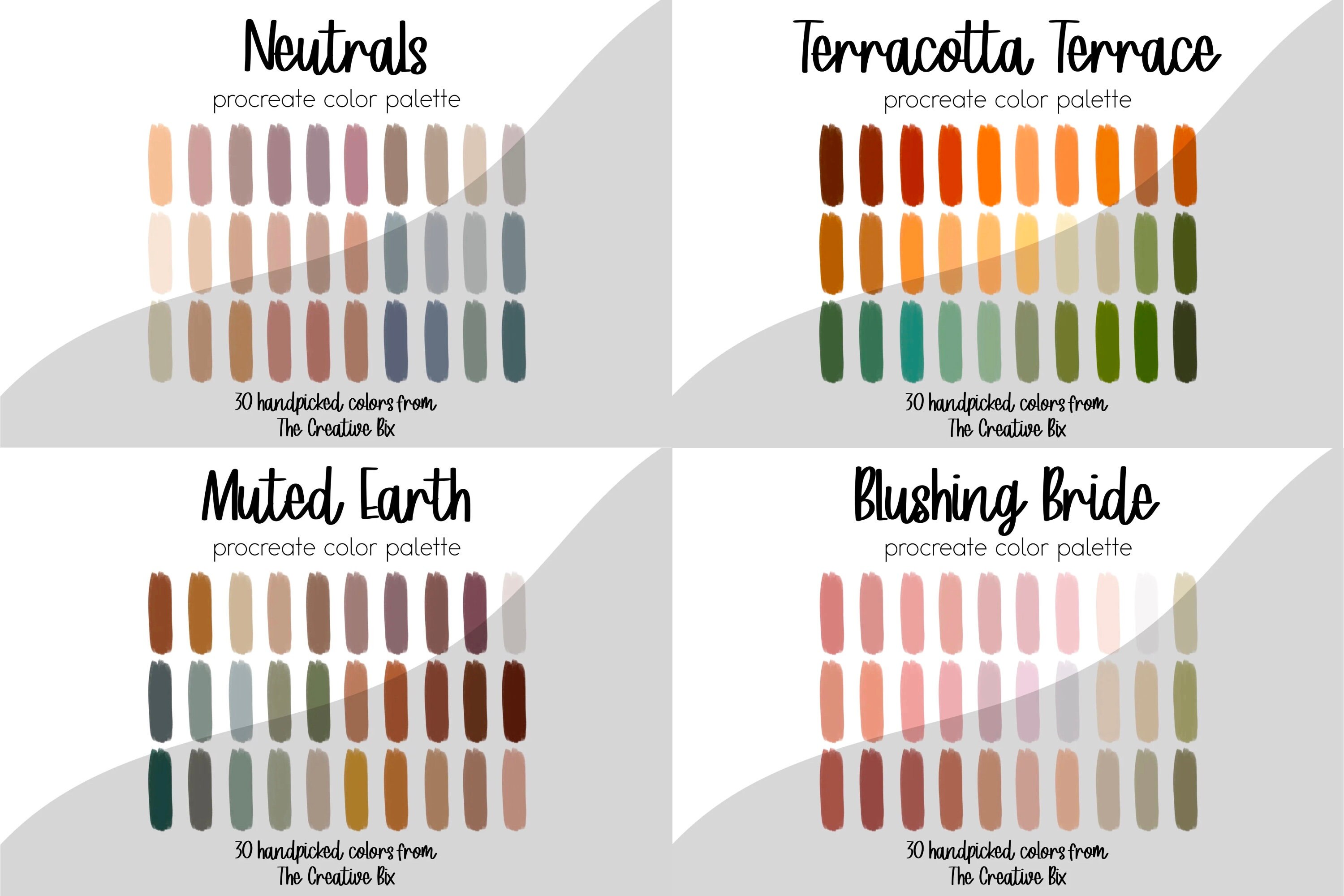 Boho & Neutrals Color Palette Bundle for Procreate, 420 Colors ...