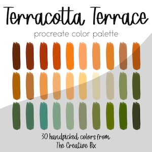Terracotta Terrace Palette, 30 colors, Color Palette, Procreate, Instant Download, Digital Download
