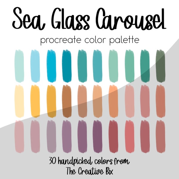 Sea Glass Carousel Procreate Palette, 30 colors, Color Palette, Procreate, Instant Download, Digital Download