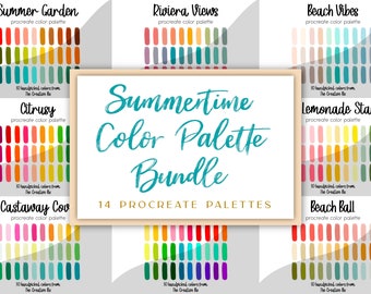 Summertime Color Palette Bundle for Procreate, 420 colors, Swatches, Instant Download, Digital Download